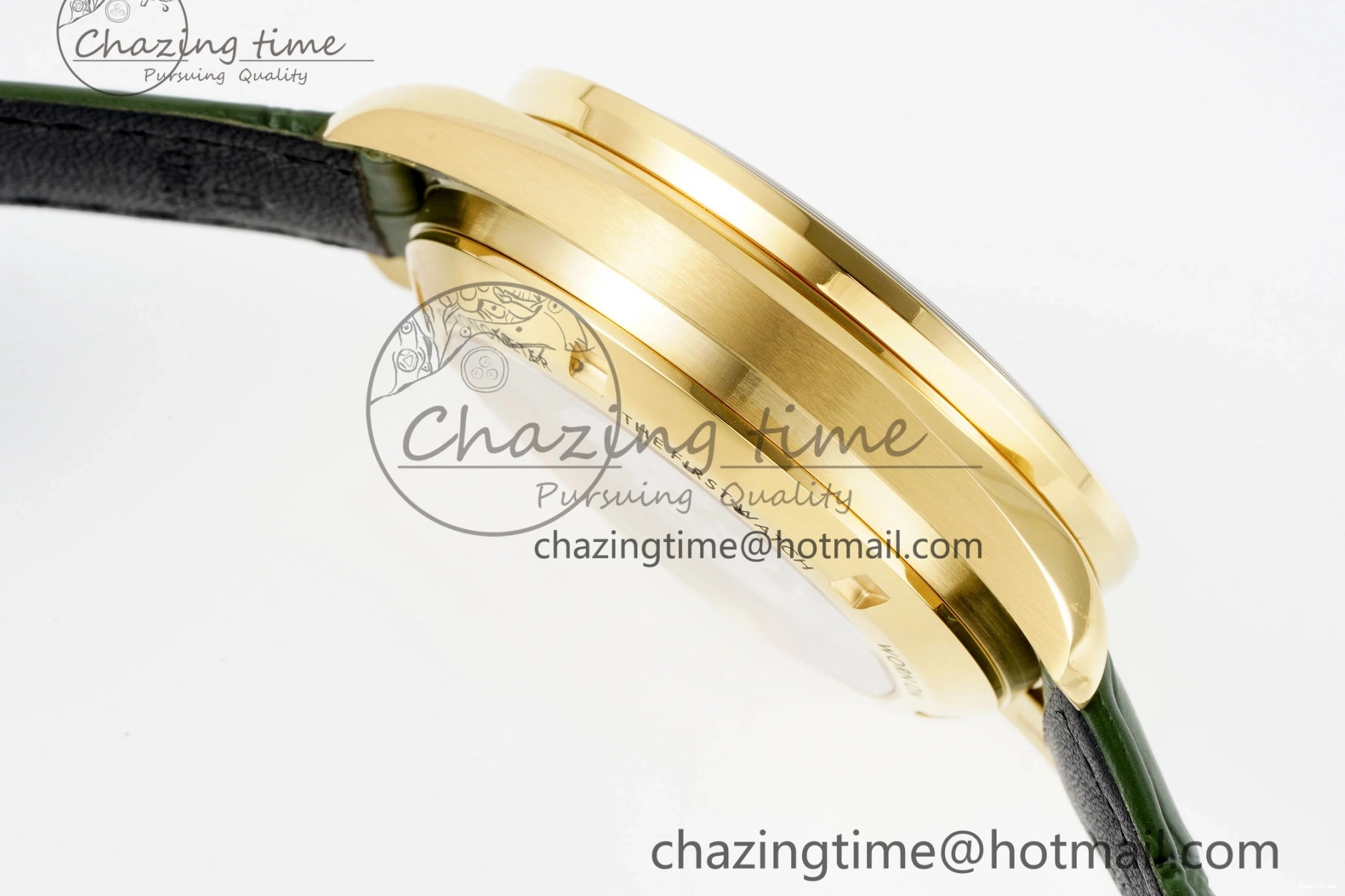 0205 Speedmaster Moonwatch in Moonshine Gold YG RMF Best Edition Green Dial on Green Leather Strap Manual Chrono EasyCare 7832